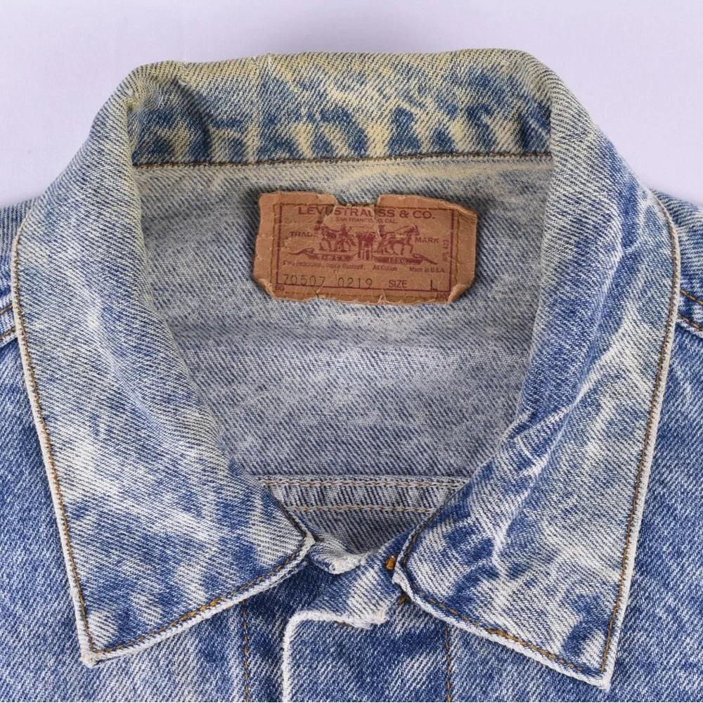 Vintage Levi’s Acid Wash Denim Trucker Jacket Made in USA L - Picture 4 of 14